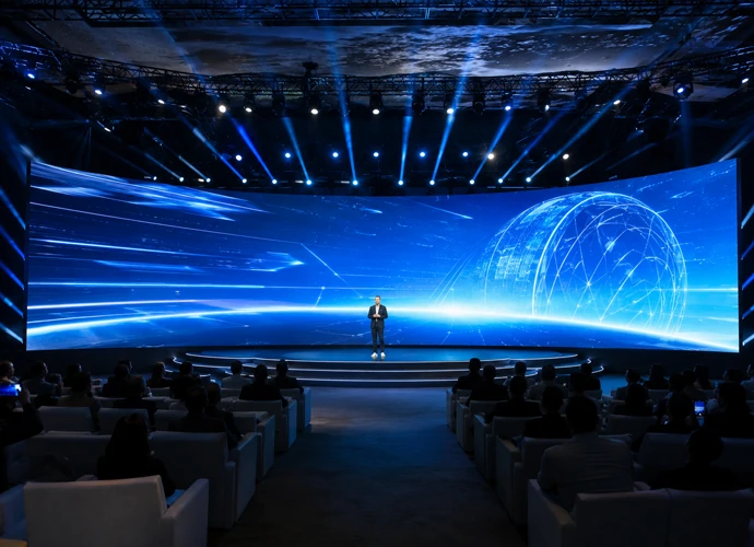AXIS Flex curved rental LED screen for stage events - installation view