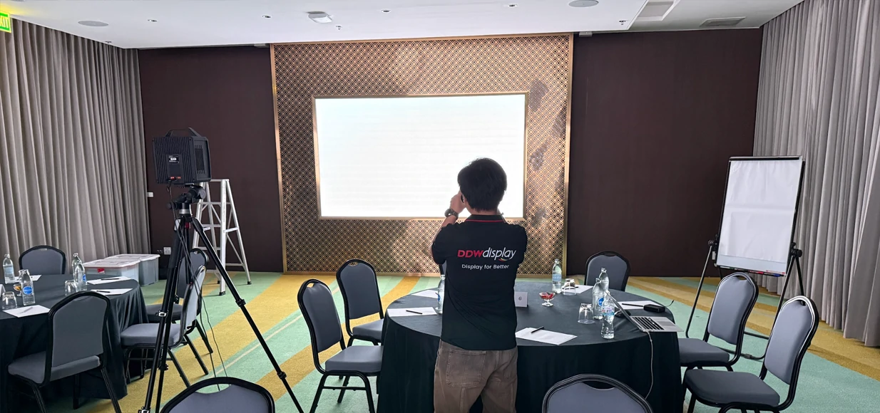Quantum Dot COB LED Screen for Conference Room in Thailand – installation view 2 Quantum Dot COB LED Screen for Conference Room in Thailand - installation view 2