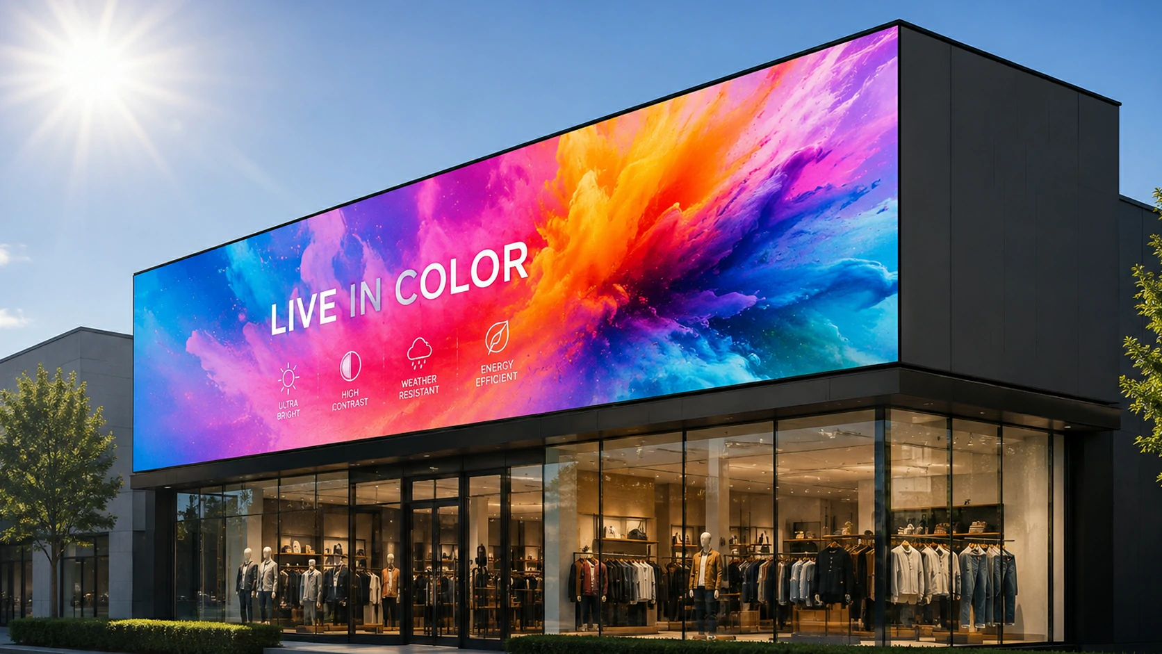 5000 to 6000 nits high brightness LED display for small retail storefront