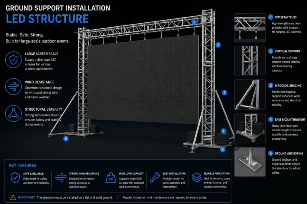 Ground support LED screen installation –