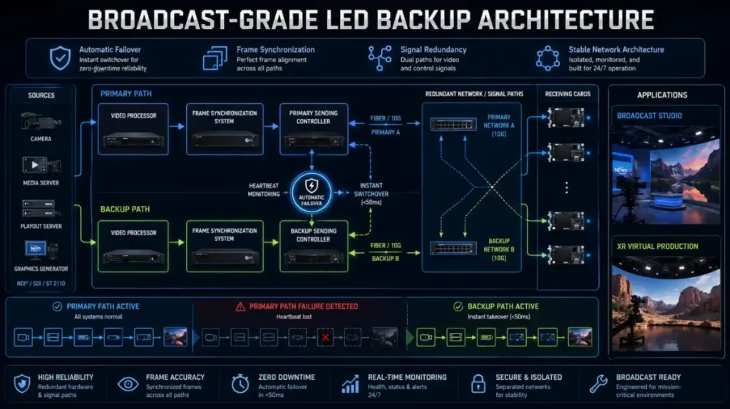 LED display backup and redundancy – Why Broadcast and XR Require Higher Stability