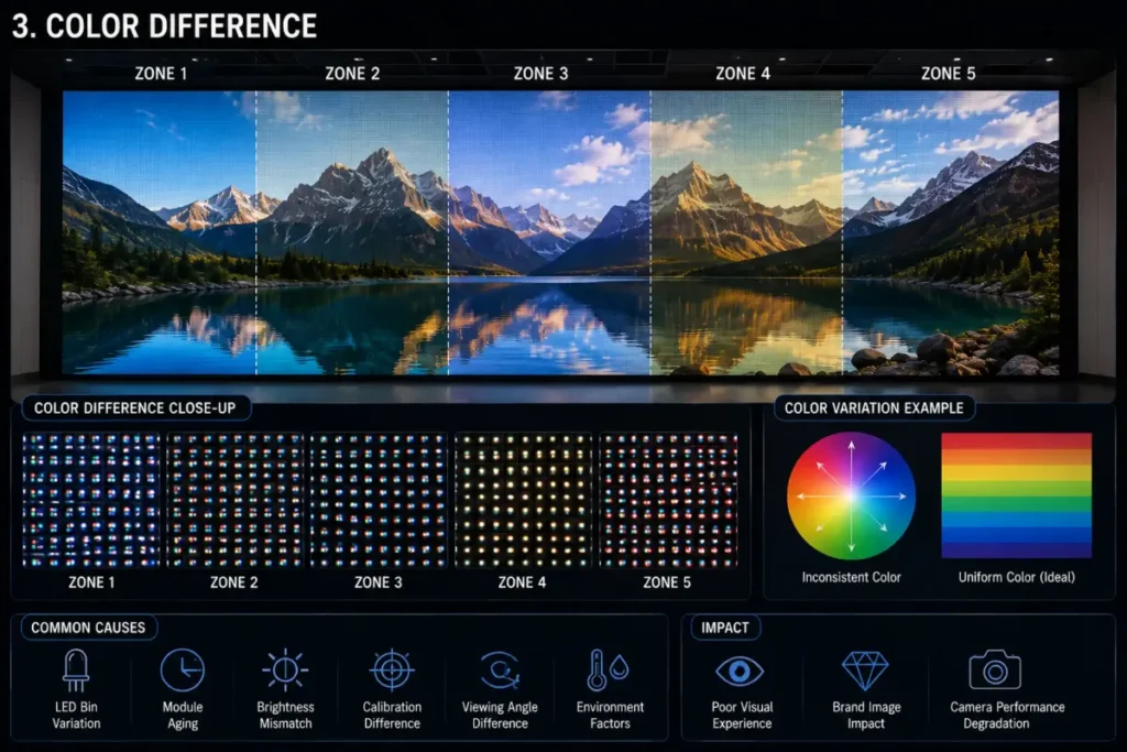 LED display color difference –