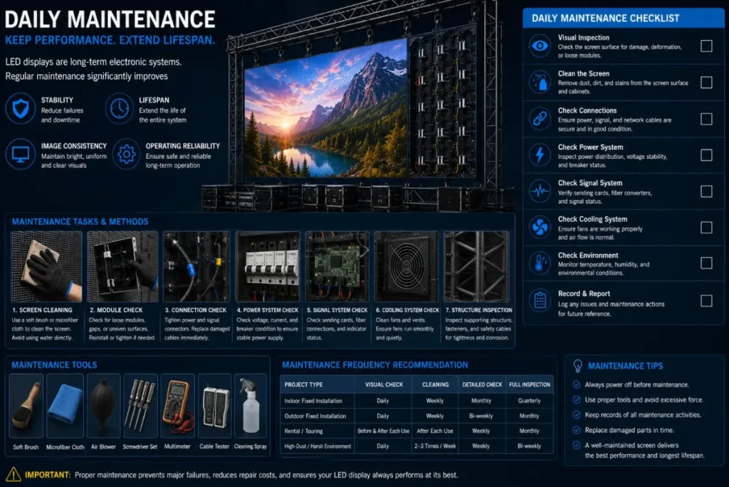 LED display daily maintenance –