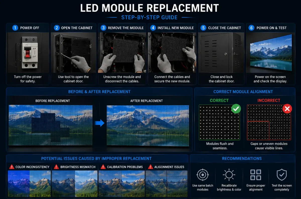 LED display module replacement – Why Replacement Modules Sometimes Look Different