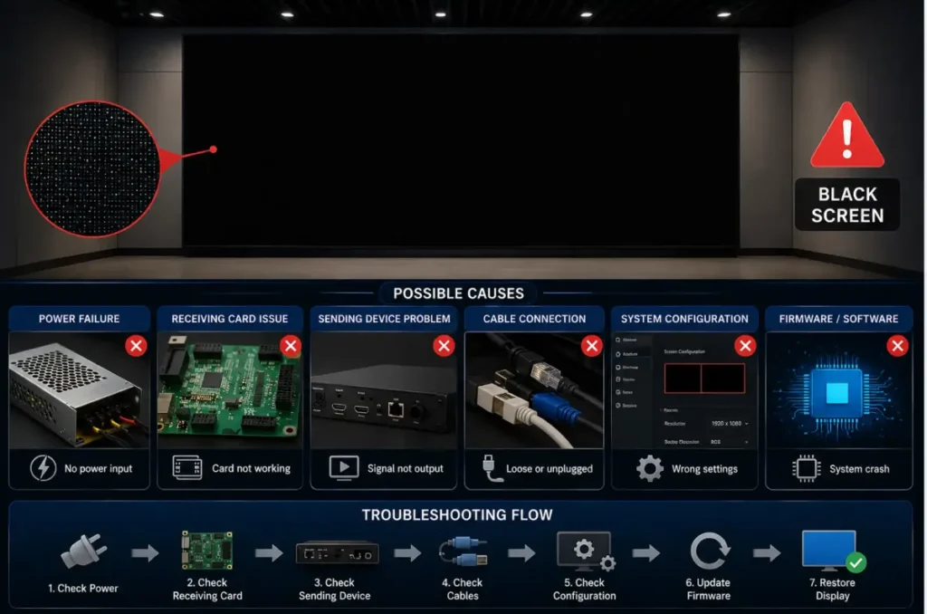 LED screen black screen –