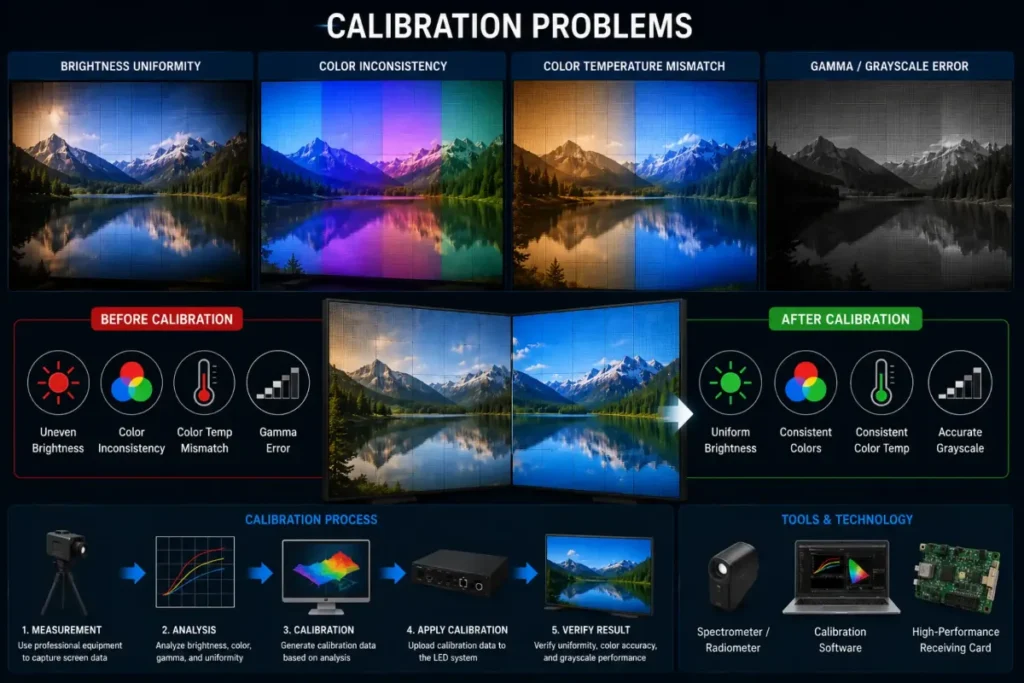 LED screen calibration problems –