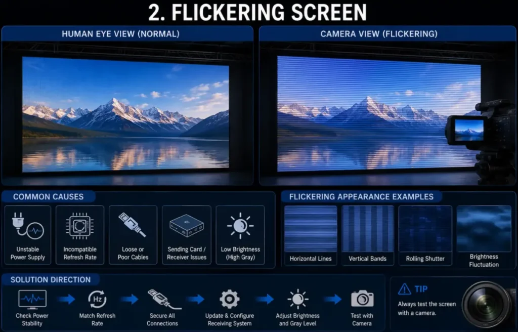 LED screen flickering –