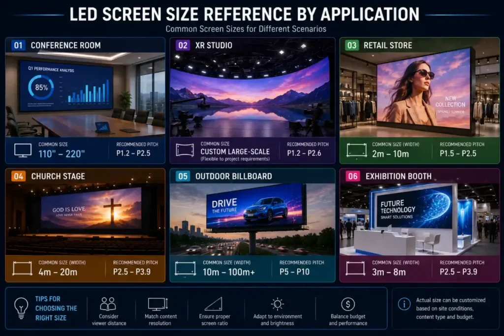 LED screen size – Typical Screen Size Recommendations