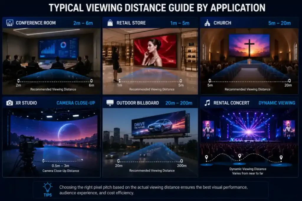 LED screen viewing distance – Examples