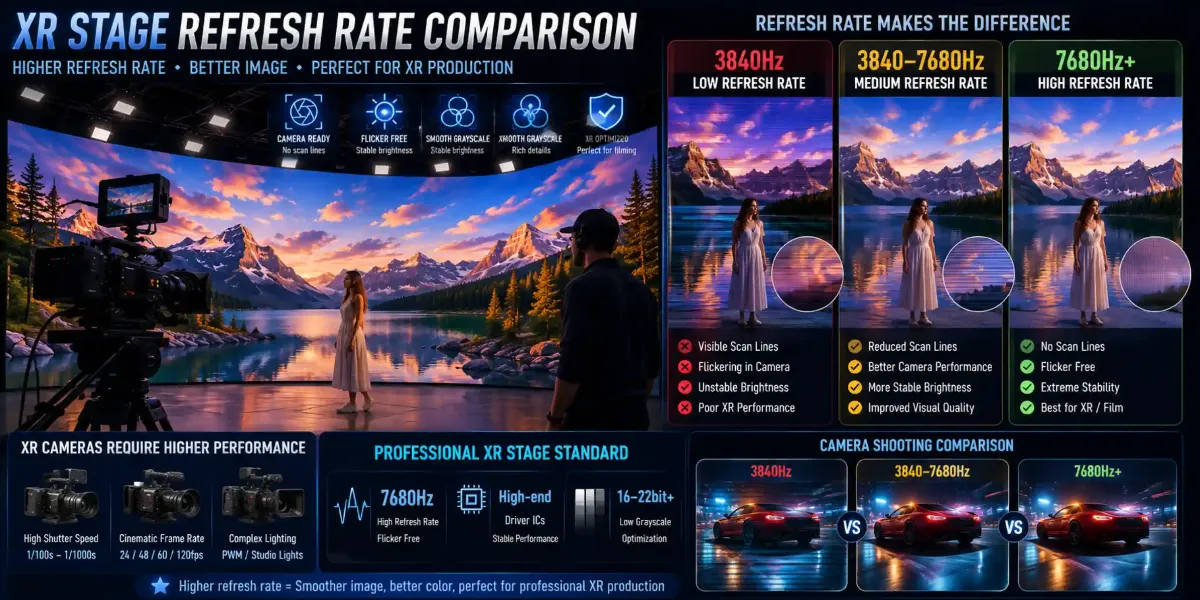 XR LED wall pixel pitch – Why Refresh Rate Matters Even More in XR