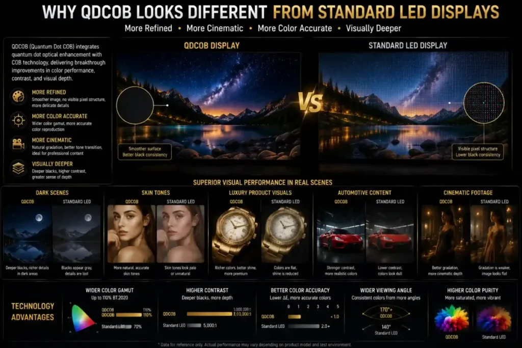 QDCOB LED technology – Why QDCOB Looks Different from Standard LED Displays