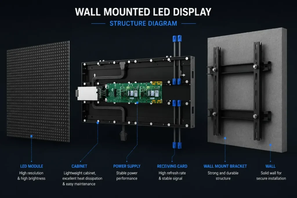 Wall-mounted LED display installation –