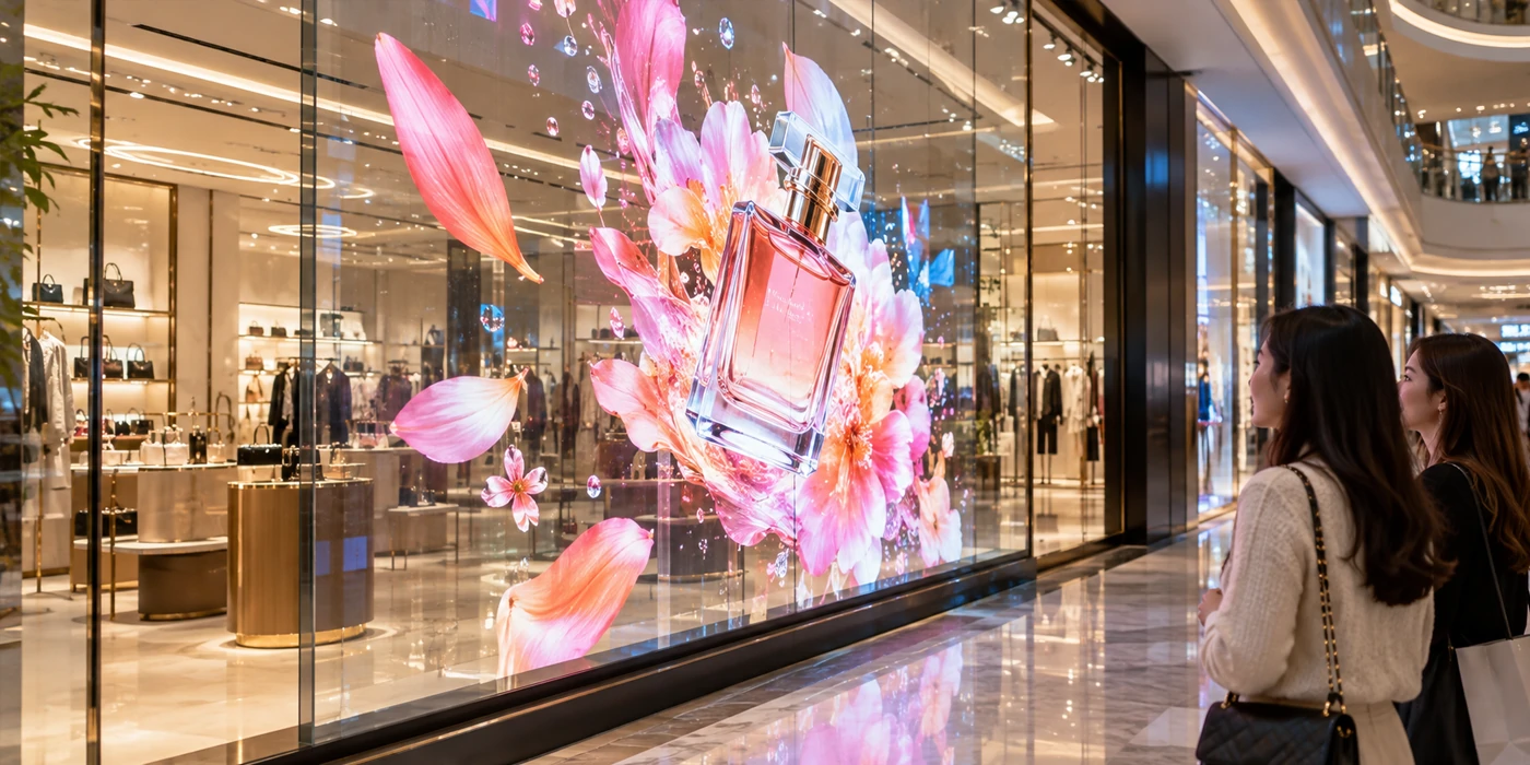 TAD high refresh transparent LED film for commercial advertising